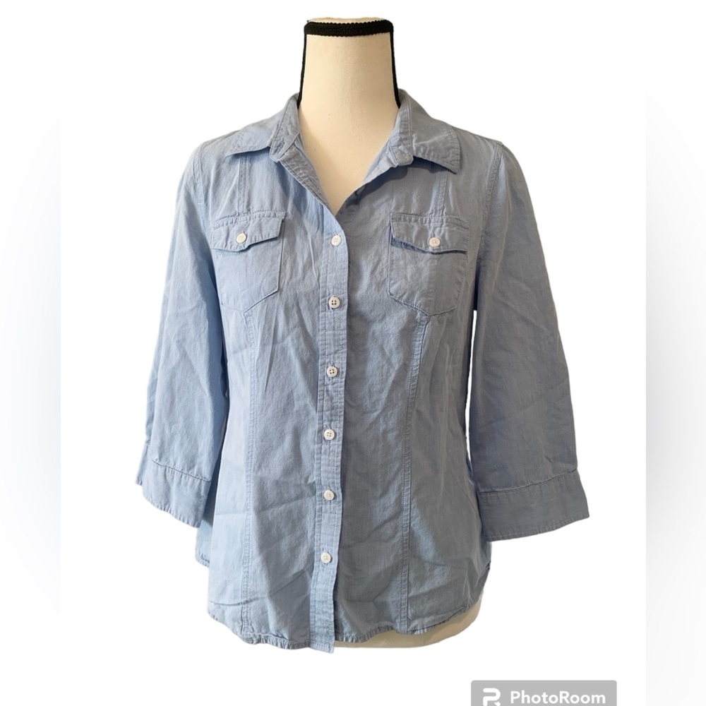 English Rose | 3/4 length button down shirt